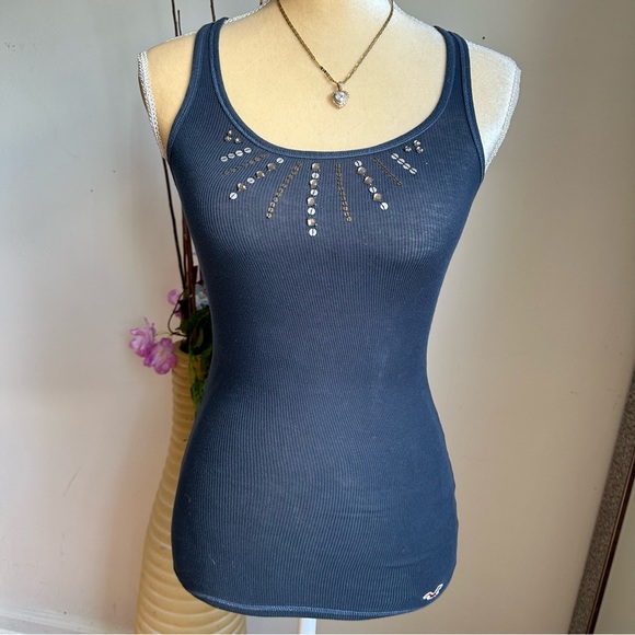 2000s Vintage Hollister Fairy navy Grunge Tank Top - Picture 1 of 7